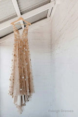 Charming V-Neck Floral Long Prom Dress, Evening Dress