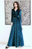 Charming Velvet V-Neckline Simple Long Bridesmaid Dresses Long Sleeves A-Line Prom Dresses