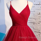 Charming Wine Red Straps Sweetehart Layers Tulle Prom Dress, Long Prom Dress