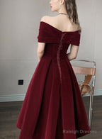 Charming Wine Red Velvet Sweetheart Bridesmaid Dresses Vingage Prom Dresseses