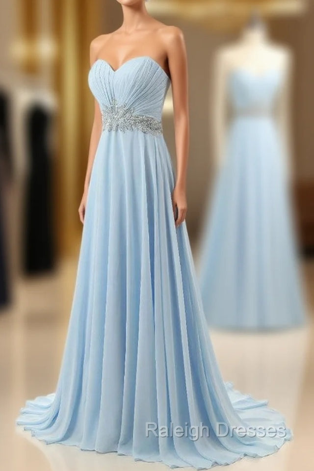 Cheap Blue Sweetheart Chiffon With Crystal Bridesmaid Dress Main image