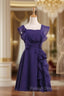 Cheap bridesmaid dresses Square Neck Short Bridesmaid Dresses Purple Chiffon Dresses