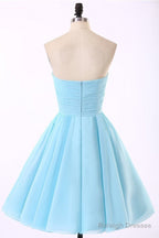 Cheap Chiffon Light Blue Cute Homecoming Dresses