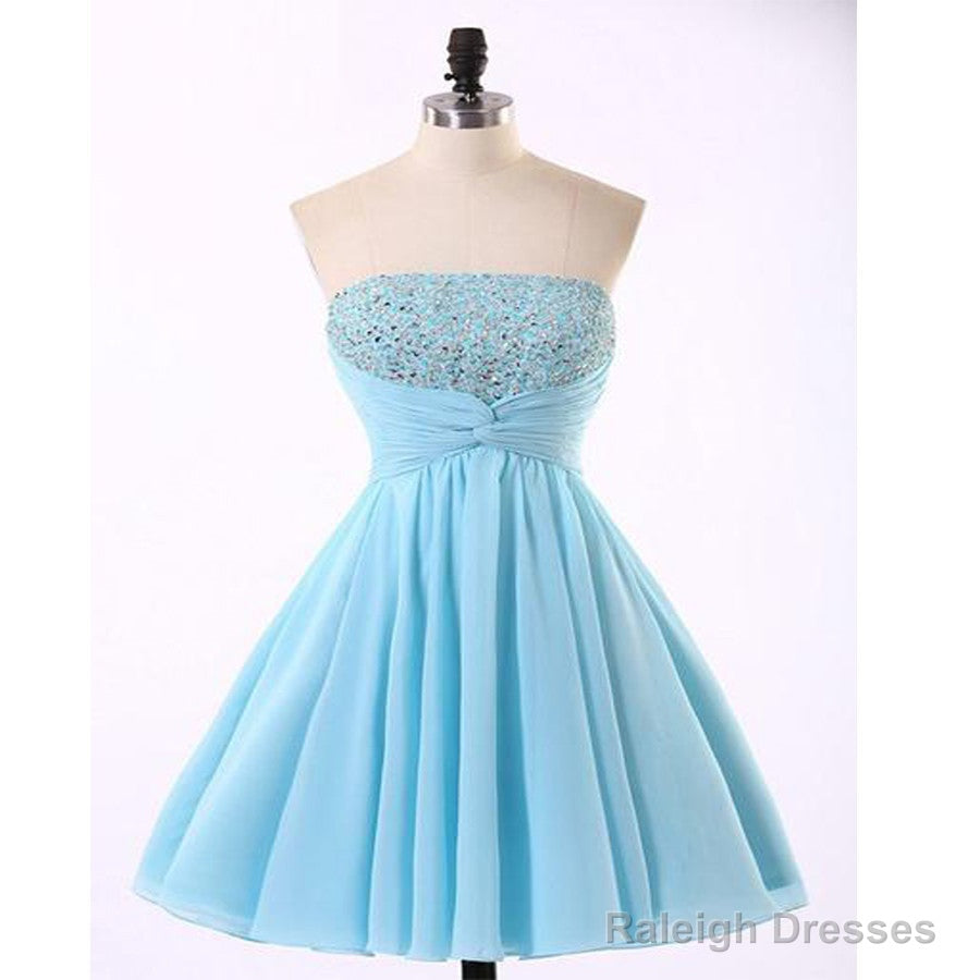 Cheap Chiffon Light Blue Cute Homecoming Dress
