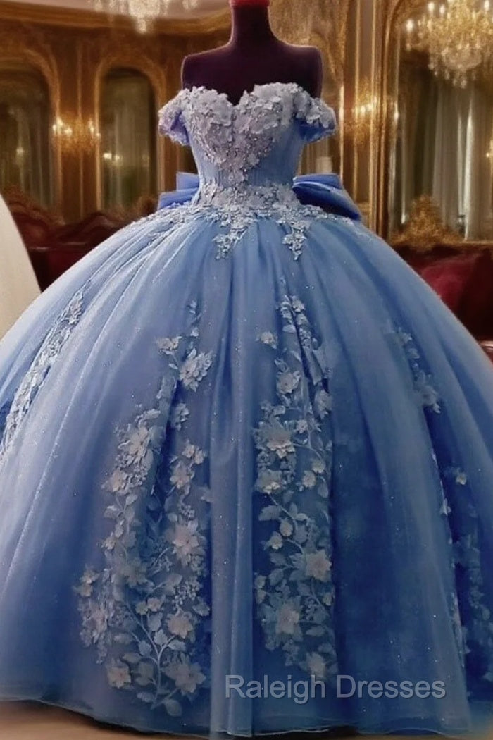 Cheap  Dusty Blue Quinceanera Dresses Floral Sweet 16 Princess Dresses Main image