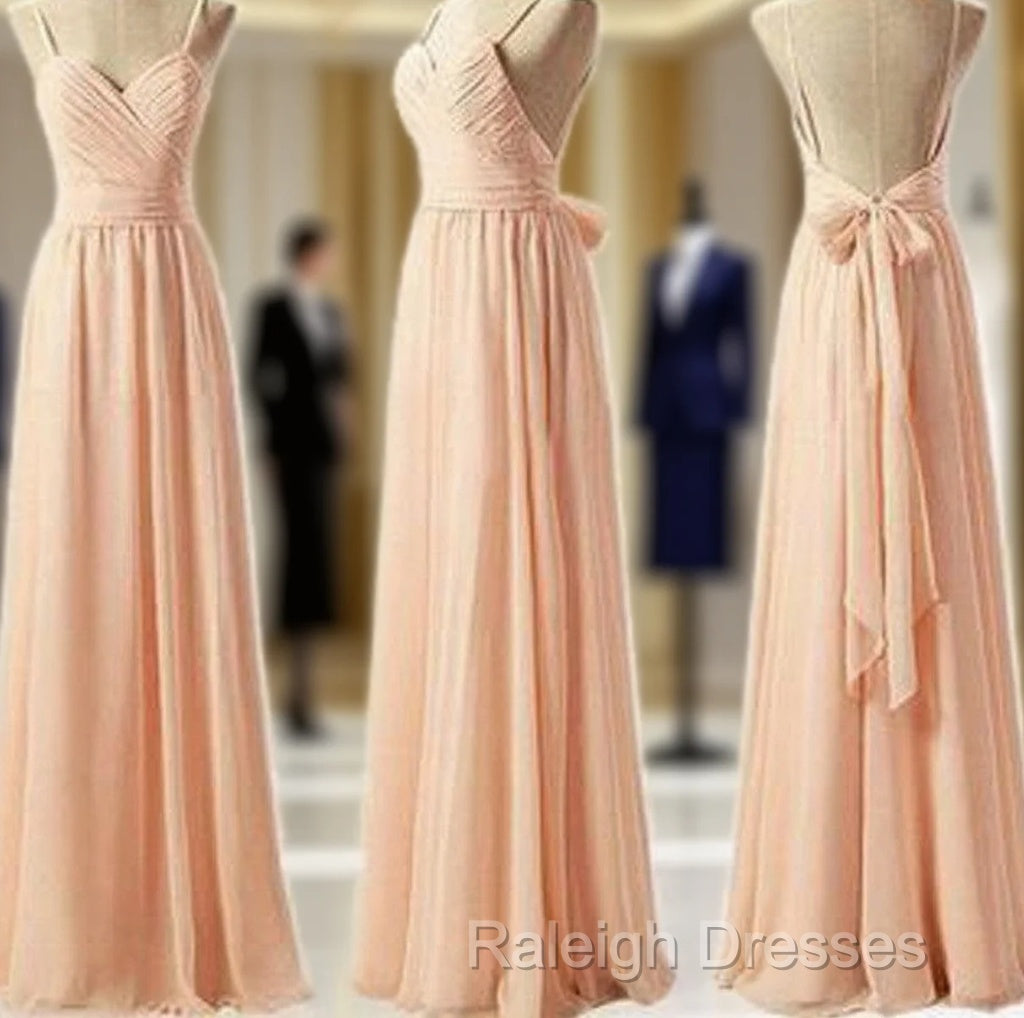 Cheap Junior Pleating Chiffon Spaghetti Strap Sweetheart Backless Floor-Length Maxi  Bridesmaid Dresses, Main image
