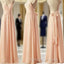 Cheap Junior Pleating Chiffon Spaghetti Strap Sweetheart Backless Floor-Length Maxi  Bridesmaid Dresses,