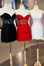 Cheap Lace Mini Homecoming Dresses Bodycon Appliques Strapless