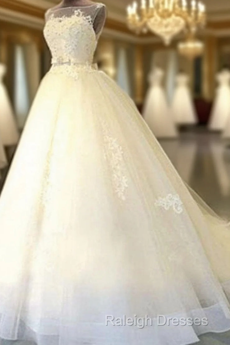 Cheap Popular Stunning Ivory Lace Top A-Line Wedding Dress Bridal Gown Main image