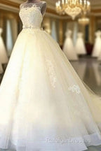 Cheap Popular Stunning Ivory Lace Top A-Line Wedding Dress Bridal Gown