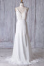 Cheap Sheath Lace Chiffon Long Beach Wedding Dress