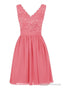 Cheap V Neck Lace Dress Bridesmaids Dress Short Prom Dress
