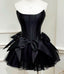 Chic A-Line Black Strapless Short Homecoming Dresses Satin Prom Dresses