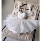 Chic A-Line Satin Straps Short White Homecoming Dresses 20Th Birthday Outfits