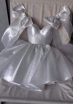 Chic A-Line Satin Straps Short White Homecoming Dresses 20Th Birthday Outfits