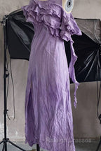 Chic A Line Scoop Lilac Long Prom Dresses Birthday Dress With Ruffles