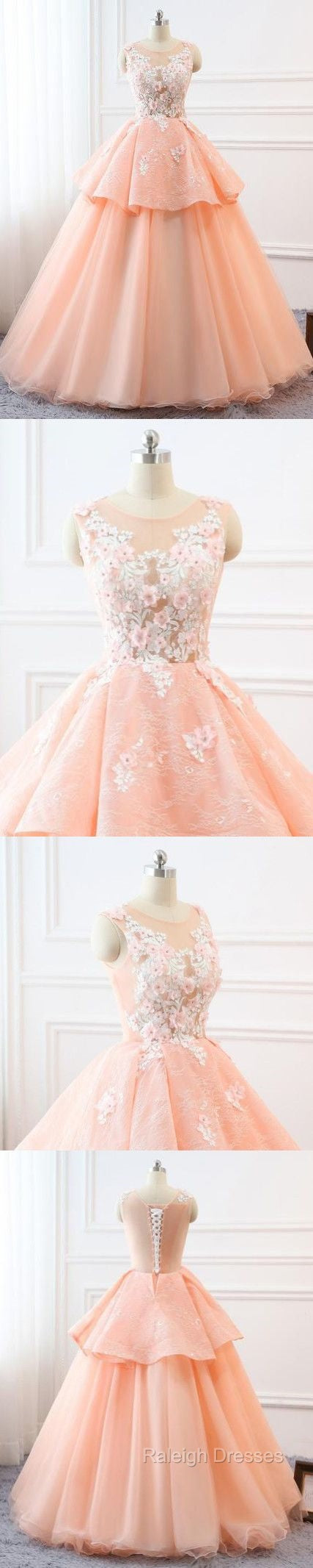 Chic A-Line Scoop Long Prom Dresses Lace Prom Dress Ball Gowns Evening Dresses Secondary image