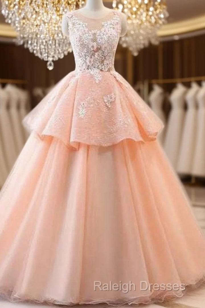 Chic A-Line Scoop Long Prom Dresses Lace Prom Dress Ball Gowns Evening Dresses Main image