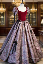 Chic A-Line Short Sleeve Prom Dress, Cute Evening Party Dress