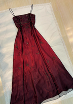 Chic A Line Spaghetti Straps Burgundy Sleeveless Evening Dress Tulle Long Prom Dresses