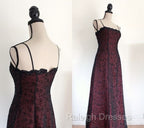 Chic A Line Spaghetti Straps Burgundy Tulle Evening Dress Long Prom Dresses