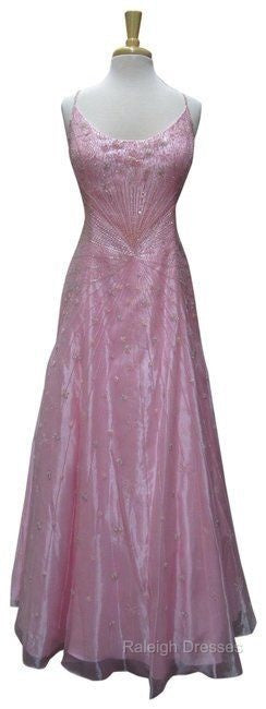 Chic A Line Spaghetti Straps Pink Long Evening Dress Beads Long Prom Dresses Secondary image