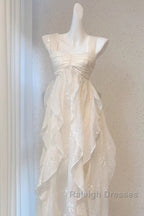 Chic A Line Straps Floral White Ankle Length Birthday Dress Birthday Outfits