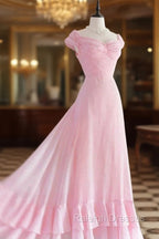 Chic A Line Sweetheart Pink Satin Long Evening Dress Prom Dresses