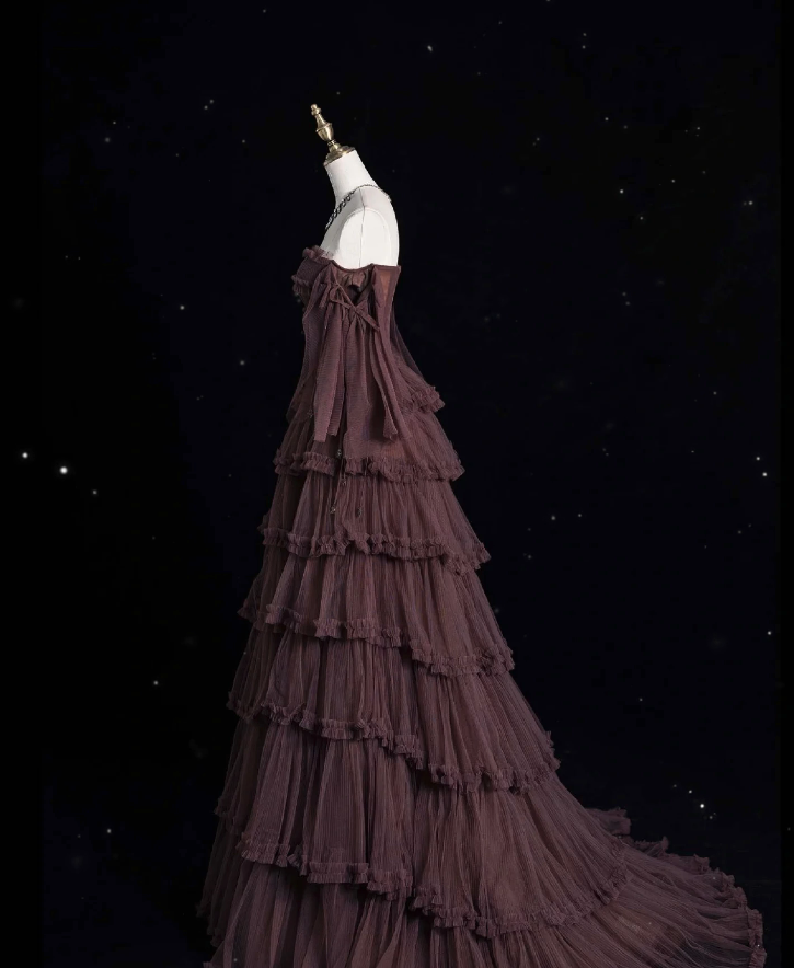 Chic Ball Gown Off The Shoulder Long Sleeves Evening Dress Tulle Long Prom Dresses