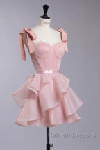 Chic Ball Gown Pink Organza Homecoming Dress 16Th Birthday Outfits