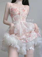 Chic Ball Gown Spaghetti Straps Lolita Dress Pink Birthday Dresses Birthday Outfits