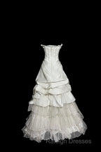 Chic Ball Gown Strapless Taffeta Ivory Long Wedding Dresses Bridal Dress