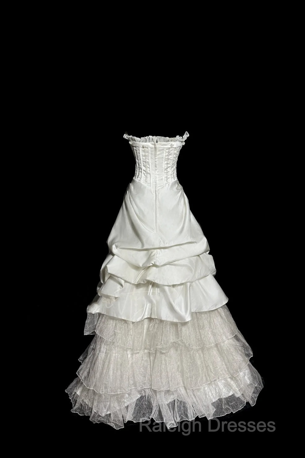 Chic Ball Gown Strapless Taffeta Ivory Long Wedding Dresses Bridal Dress