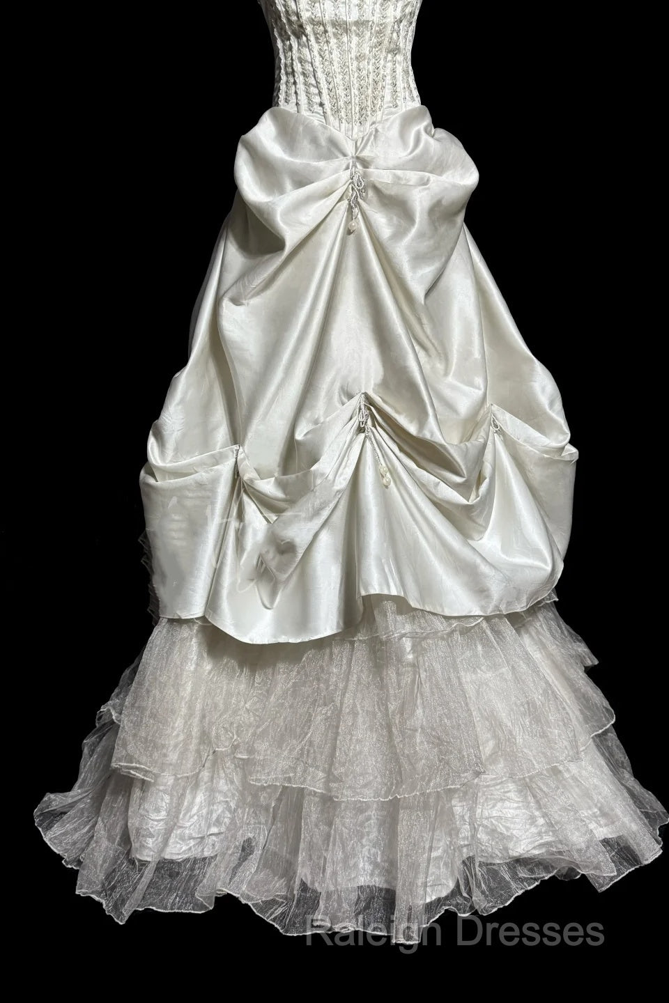 Chic Ball Gown Strapless Taffeta Ivory Long Wedding Dress Bridal Dresses