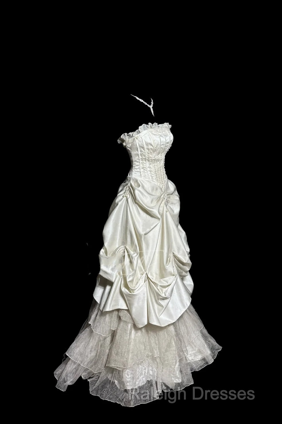 Chic Ball Gown Strapless Taffeta Ivory Long Wedding Dresses Bridal Dress
