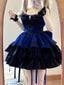 Chic Ball Gown Straps Royal Blue Organza Short Lolita Dresses Party Dress Birthday Outfits