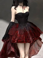 Chic Ball Gown Sweetheart Burgundy Organza Prom Dress Birthday Dresses Birthday Outfits