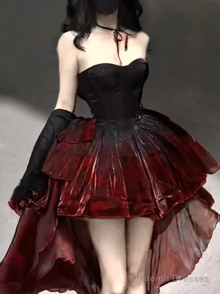 Chic Ball Gown Sweetheart Burgundy Organza Prom Dress Birthday Dresses Birthday Outfits