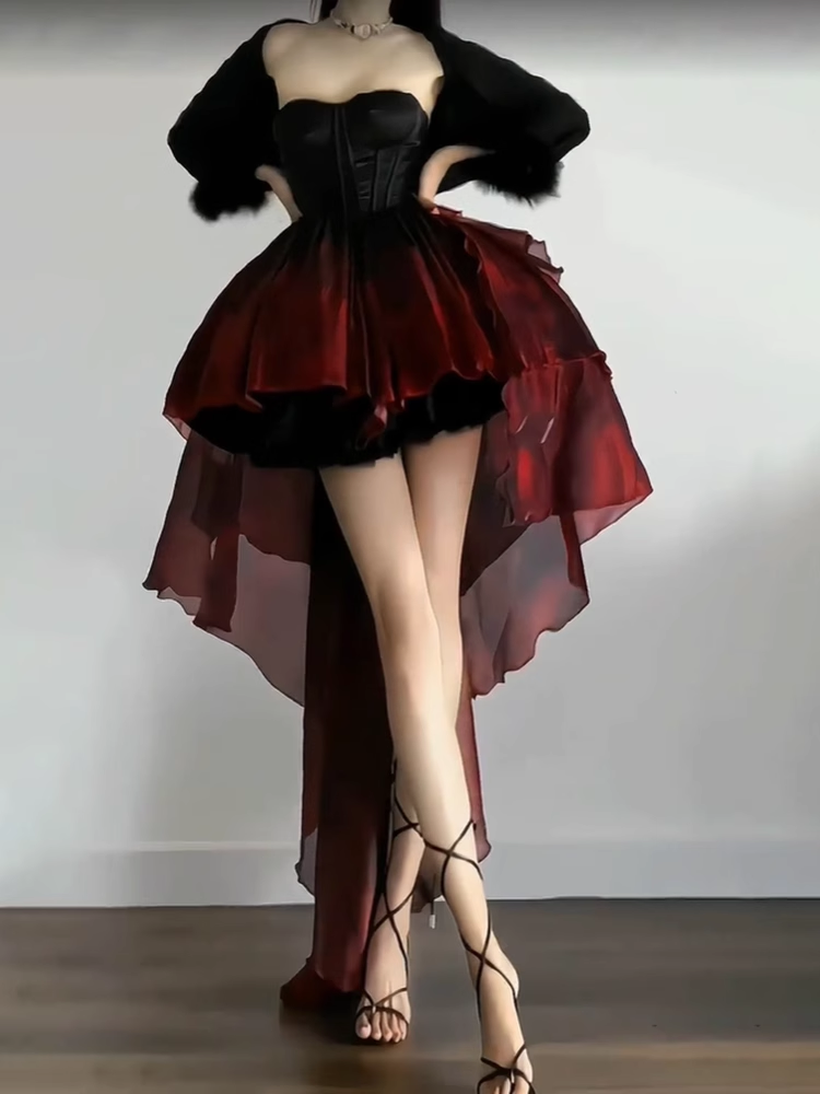 Chic Ball Gowns Sweetheart Burgundy Short Birthday Dress Birthday Outfits