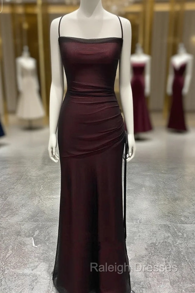 Chic Black and Red Long Cross Back Party Dress, Black and Red Wedding Party Dress Main image