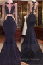 Chic Black Long-Sleeve Lace Mermaid Zipper Prom Prom Gown
