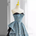 Chic Blue Strapless Long Prom Dress Fairy Evening Dress