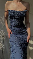 Chic Bodycon Spaghetti Straps 3D Applique Long Prom Dresses