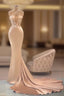 Chic Champagne Sleeveless Mermaid Prom Dress Long Prom Gowns