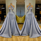 Chic Halter Beadings Long Evening Dress With Detachable Skirt