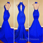 Chic Halter Mermaid Prom Prom GownLong With Lace Appliques