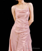 Chic High Low Spaghetti Straps Pink Knee Length Prom Dresses Birthday Outfits