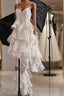 Chic High Low Spaghetti Straps Prom Dresses Birthday Dress With Ruffles
