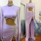 Chic High Split Long Sleeve Prom Dress Mermaid High Neck Online