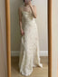 Chic Ivory Fitted Spaghetti Strap Sequined Long Formal Prom Dress Bridesmaid Dress